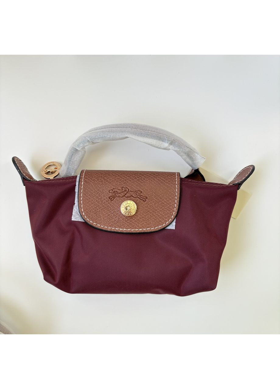 Маленька жіноча сумка (бургунді) 17×11×5.5 см в стилі Longchamp B&S (368827075)