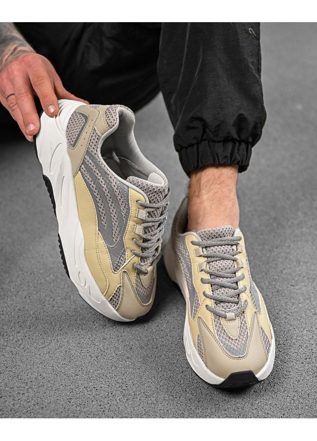 Бежеві Осінні кросівки zeezy boost 700 beige/grey No Brand