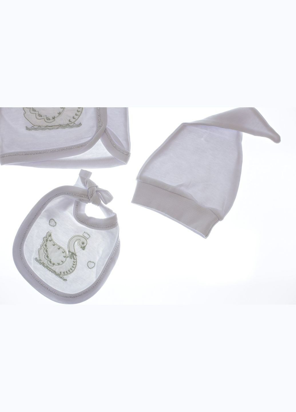 Білий демісезонний трикотажний комплект для новонародженого з лебедем білий. 56 см (33092) BABYKROHA