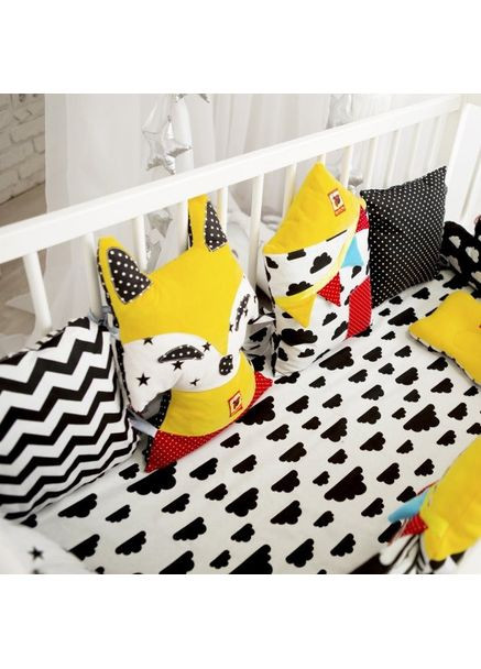 Бортик для ліжечка "Подушка B&W" Macik (365640815)