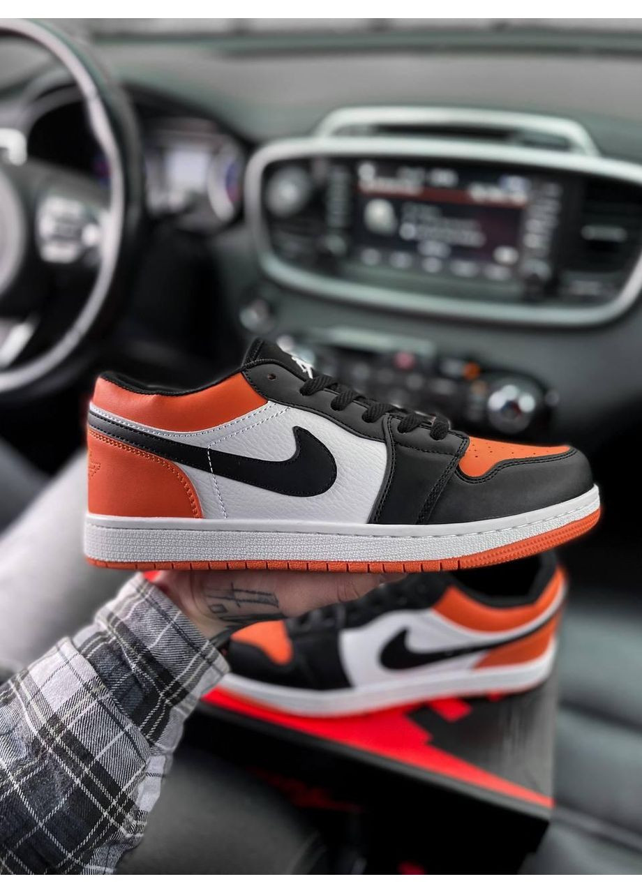 Черные демисезонные кроссовки мужские nike air jordan 1 low orange white black найк аир джордан No Brand