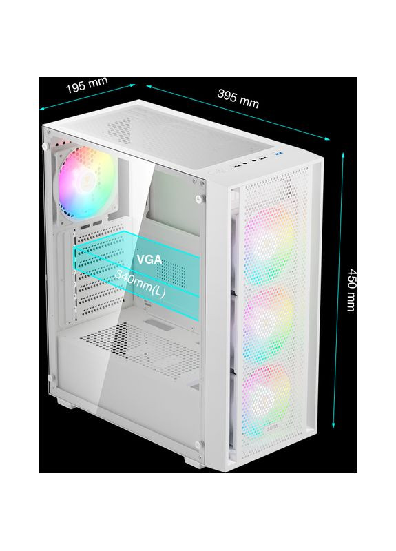 Корпус AURA GC2 ELITE WH White (4711514500622) Gamdias (329996116)