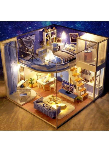 Румбокс Будинок у стилі Лофт Зіркове небо мрії DIY House Dream Starry Sky Loft 3Д конструктор TD-39 + купол No Brand (362452861)