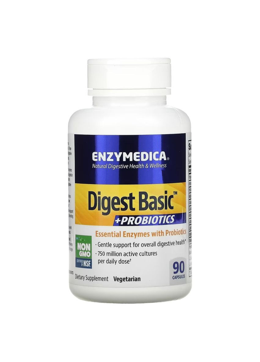 Ферменты с пробиотиками, Digest Basic + Probiotics,, 90 капсул Enzymedica (325401155)