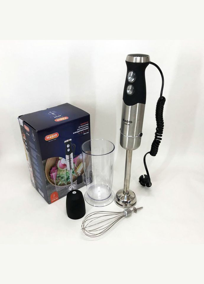 Блендер занурювальний 3в1 MG-645 1200 Вт, міксер блендер ручний, блендер для молочних коктейлів Magio (364663868)