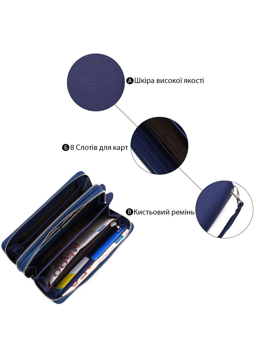 Вместительный женский кошелек-клатч с двумя отделениями на молниях 18,5х9,5х4 смST Leather 19431 st leather (329198041)