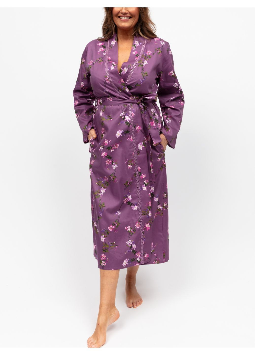Халат жіночий 2229LIL Бузковий з квітковим принтом Nora Rose Rhea (358202160)
