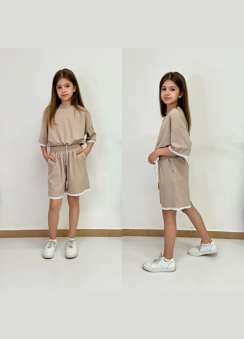 Бежевый летний летний костюм Україна