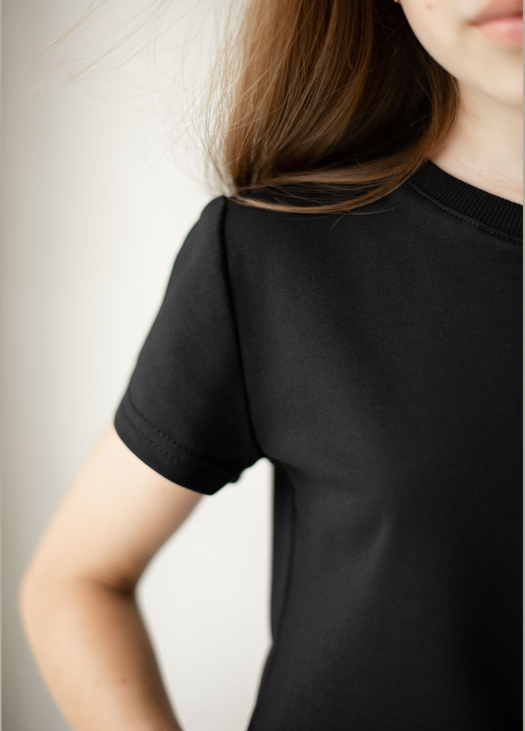 Черная летняя футболка детская "black&white" из двунитки чона No Brand