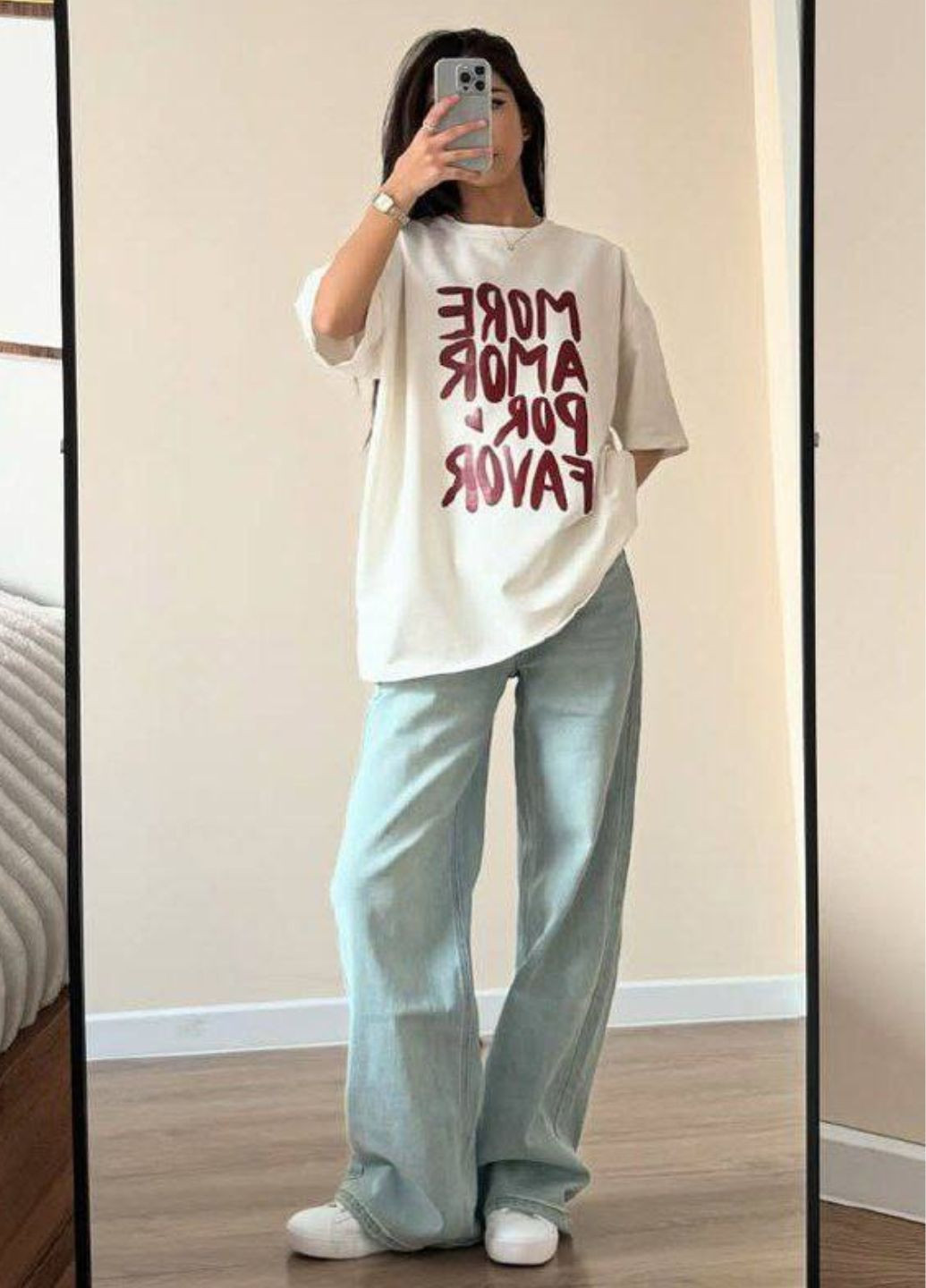 Базова повсякденна оверсайз футболка з принтом та рукавами до ліктя Україна - (328392413)