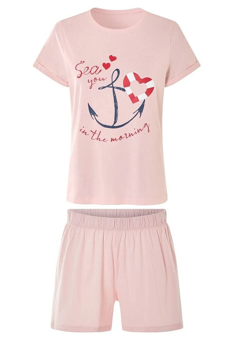 Розовая всесезон пижама футболка + шорты Esmara