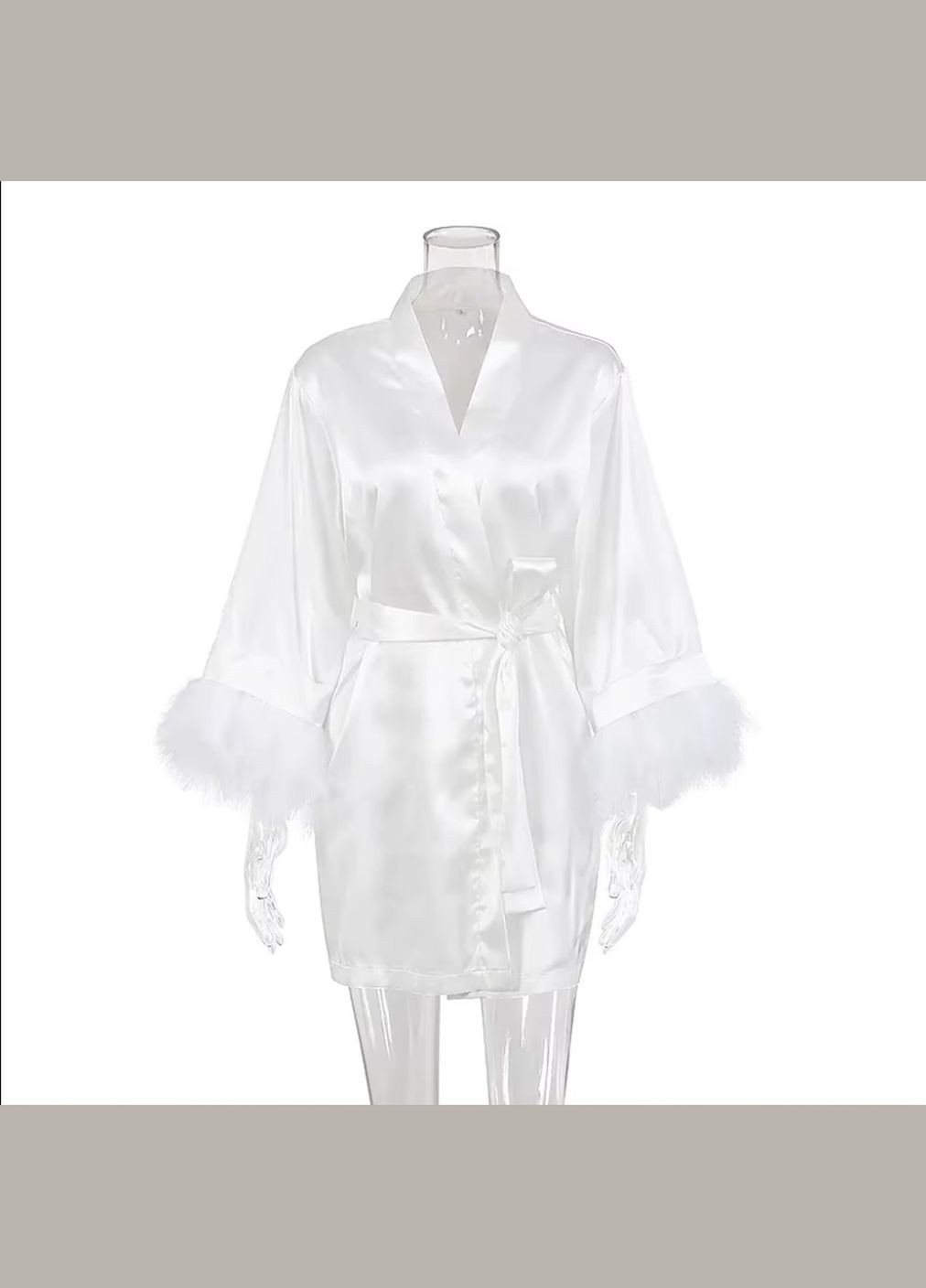 Атласный халат с перьями (ХАЛ-ПИР-НАР-БЕЛ) Vakko (334451713)