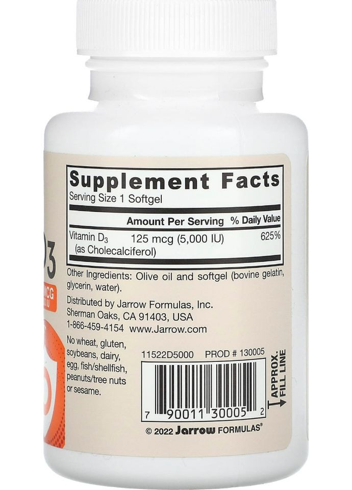 Витамин Д3 5000 Vitamin D3 100 капсул Jarrow Formulas (357342869)