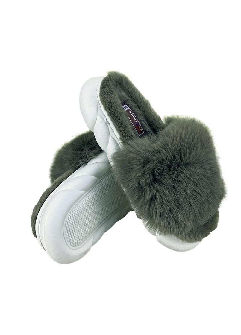 Серые домашние тапочки женские меховые серые 5907-3 Sanlin