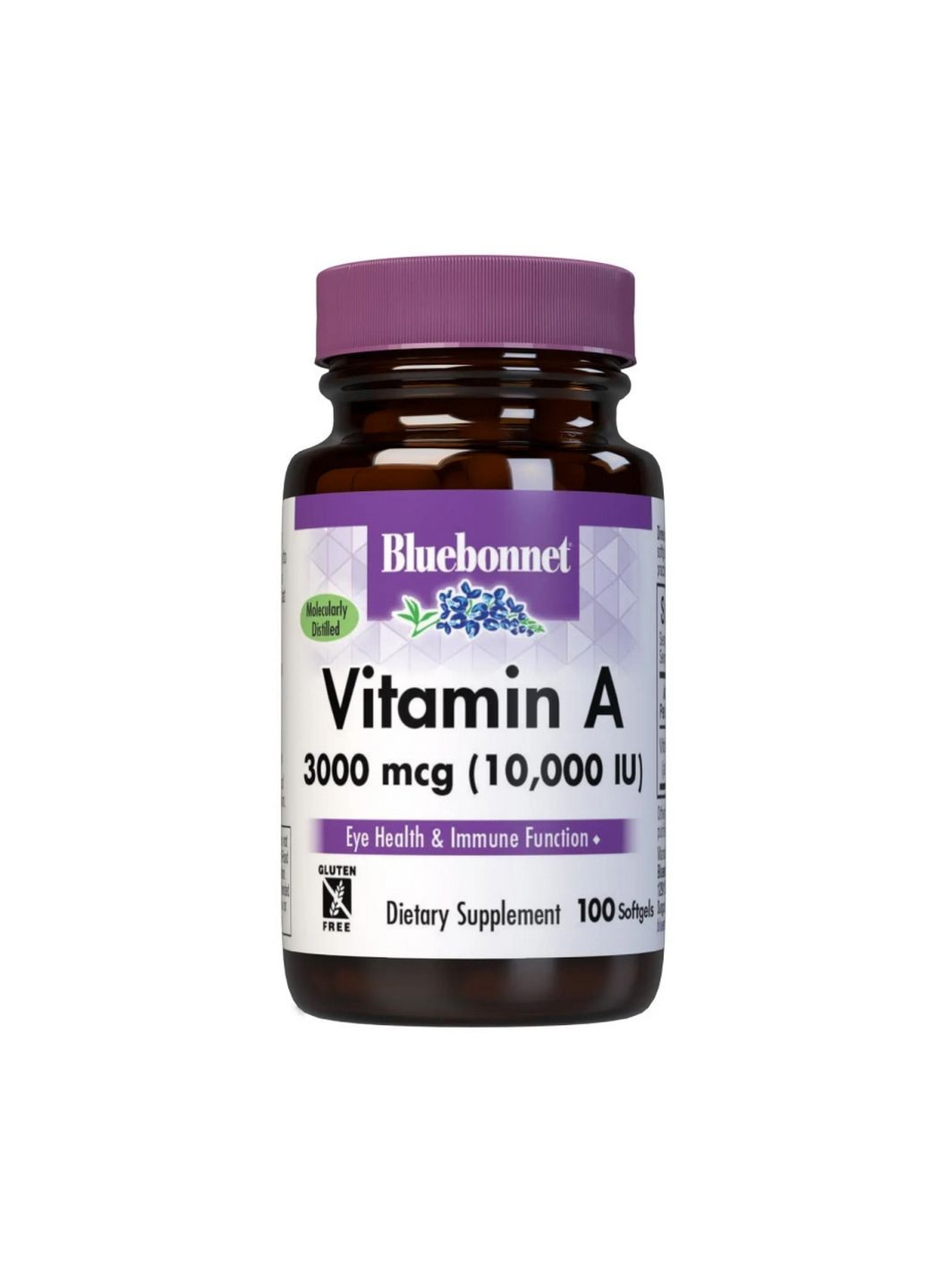 Витамины и минералы Vitamin A 10000 IU, 100 капсул Bluebonnet Nutrition (293341159)