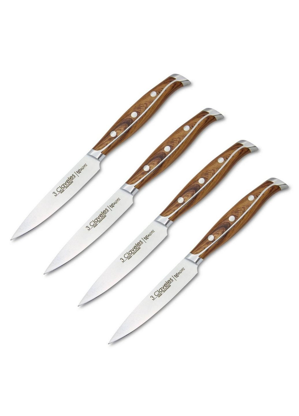 Набор из 4 кухонных стейковых ножей 3 Claveles светло-коричневые,