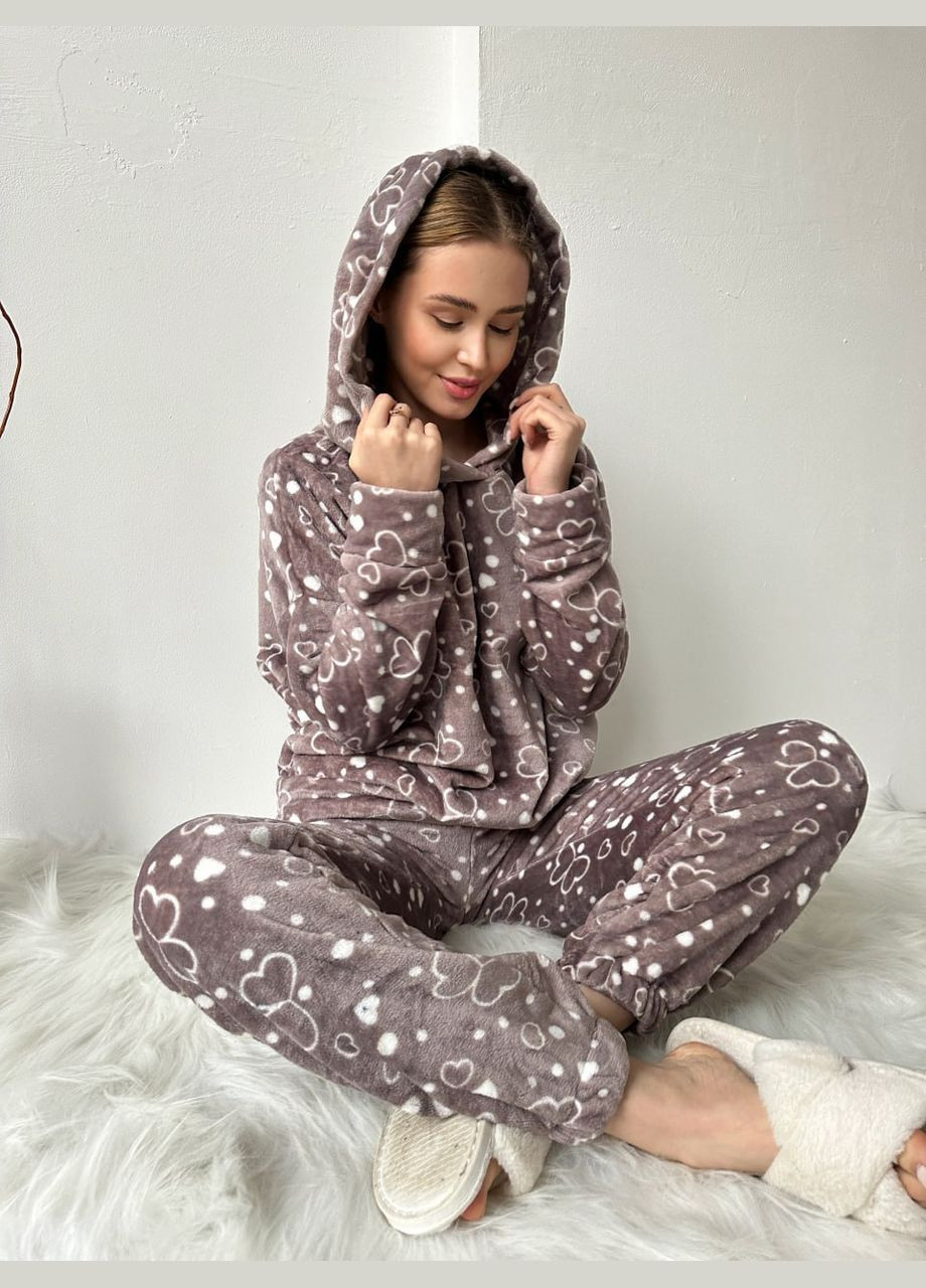 Кофейная всесезон пижама кофта + брюки No Brand