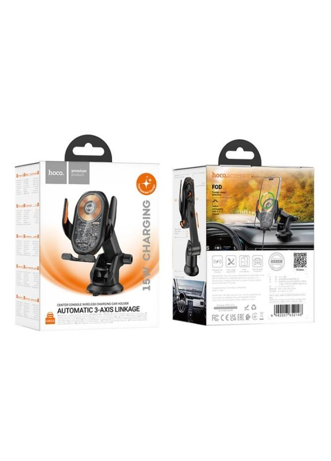 Холдер HW34 Blue whale 3-axis linkage wireless fast charging car holder(центр назначения) Black Hoco (359401668)