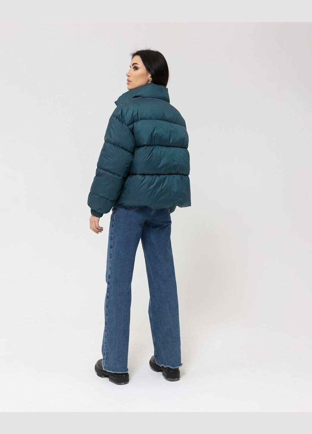 Изумрудная демисезонная стильный короткий пуховик на теплую зиму-весну-осень Vakko