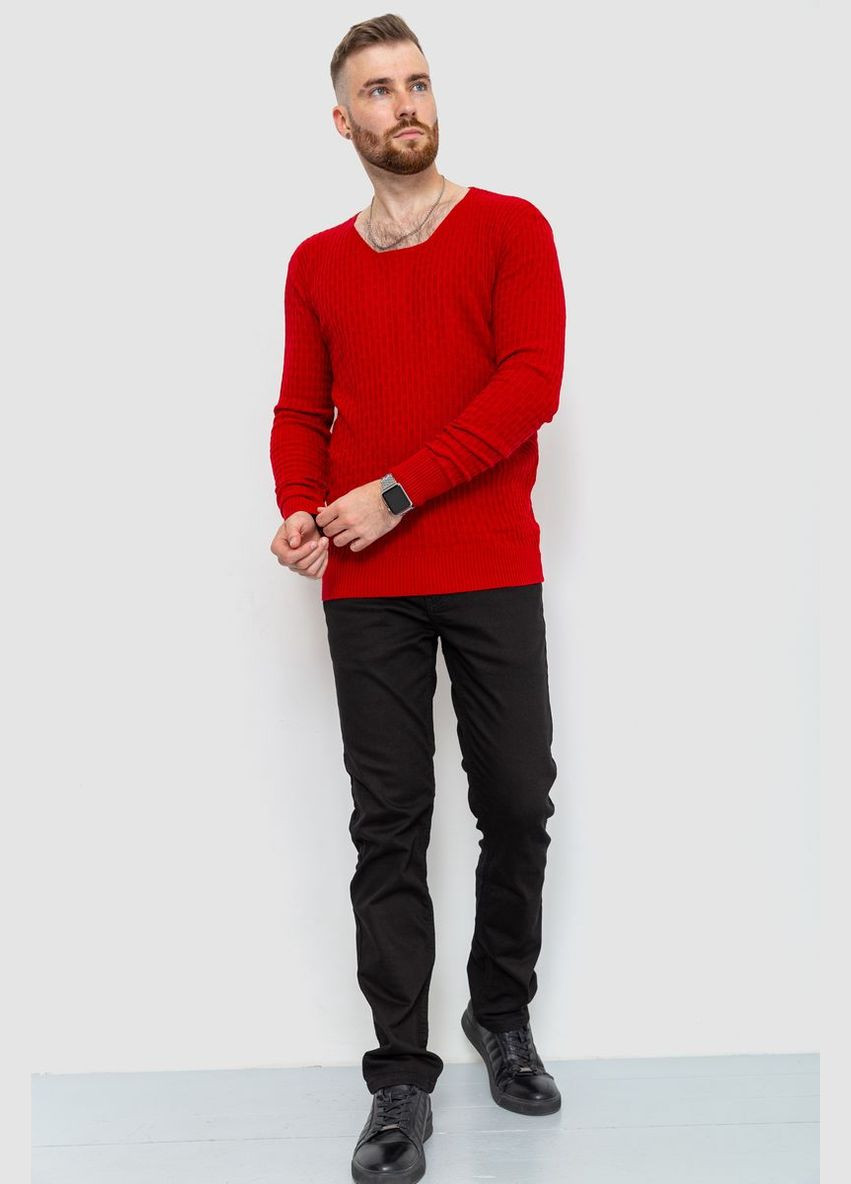 Красный демисезонный свитер мужской однотонный, цвет коралловый, Ager
