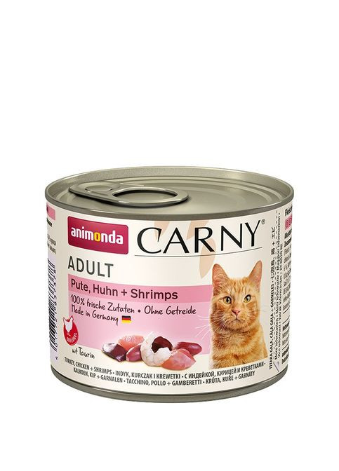 Консерви Carny для кішок з м'ясом індички та креветками 200 г (83708) (4017721837088) Animonda (279569167)