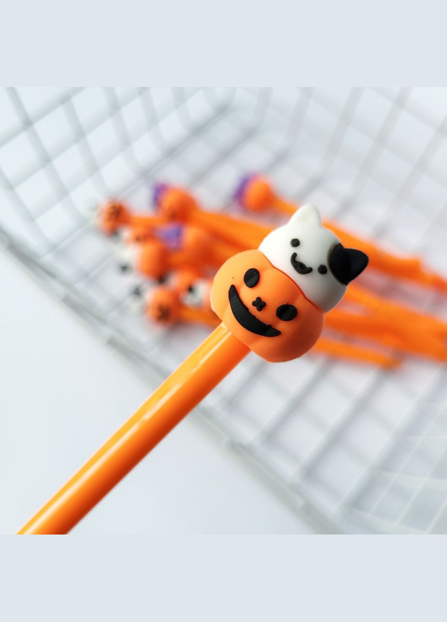 Гелевая ручка в корейском стиле с объемной фигуркой котик Halloween черная гелевая паста сменный стержень No Brand (320916989)