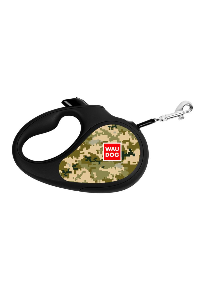 Поводок-рулетка для собак R-leash, рисунок "Милитари", S, до 15 кг, 5 м, светоотражающая лента WAUDOG (322641556)
