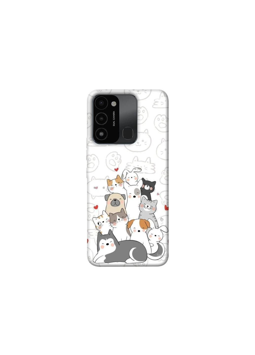 Чехол на TECNO Spark 8C Funny Pets Frontalka (384582319)
