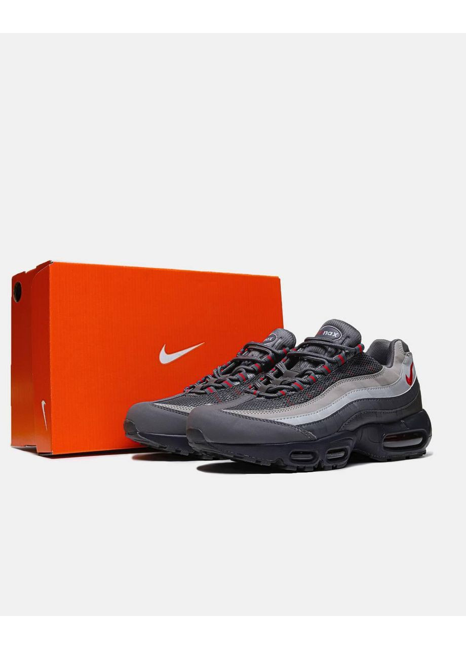 Чорні Осінні кросівки чоловічі nike air max 95 essential solar red / gun smoke найк аір макс 95 No Brand