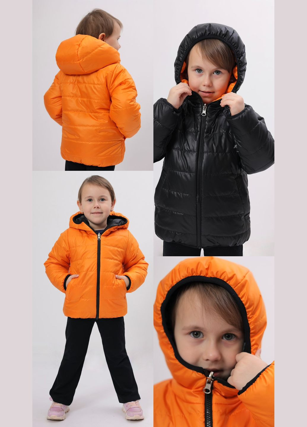 Помаранчева демісезонна демісезонна дитяча на дівчинку демісезонна, двостороння Polin Line куртка