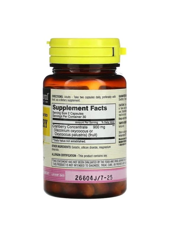 Журавлина висококонцентрована, Cranberry,, 60 капсул Mason Natural (371923144)