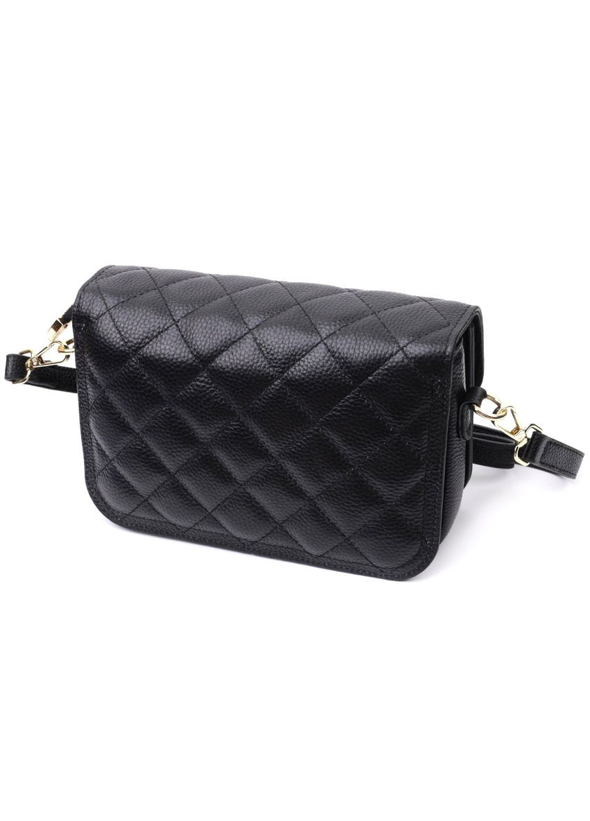 Модна жіноча сумка з оригінальною клямкою з натуральної шкіри 22671 Чорна Vintage (331913062)