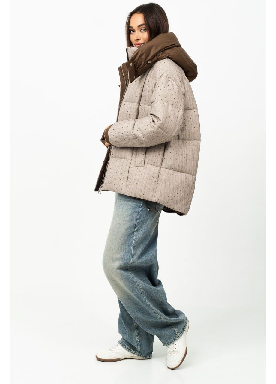 Бежева зимня куртка-пуффер спорт-шик Fodarlloy