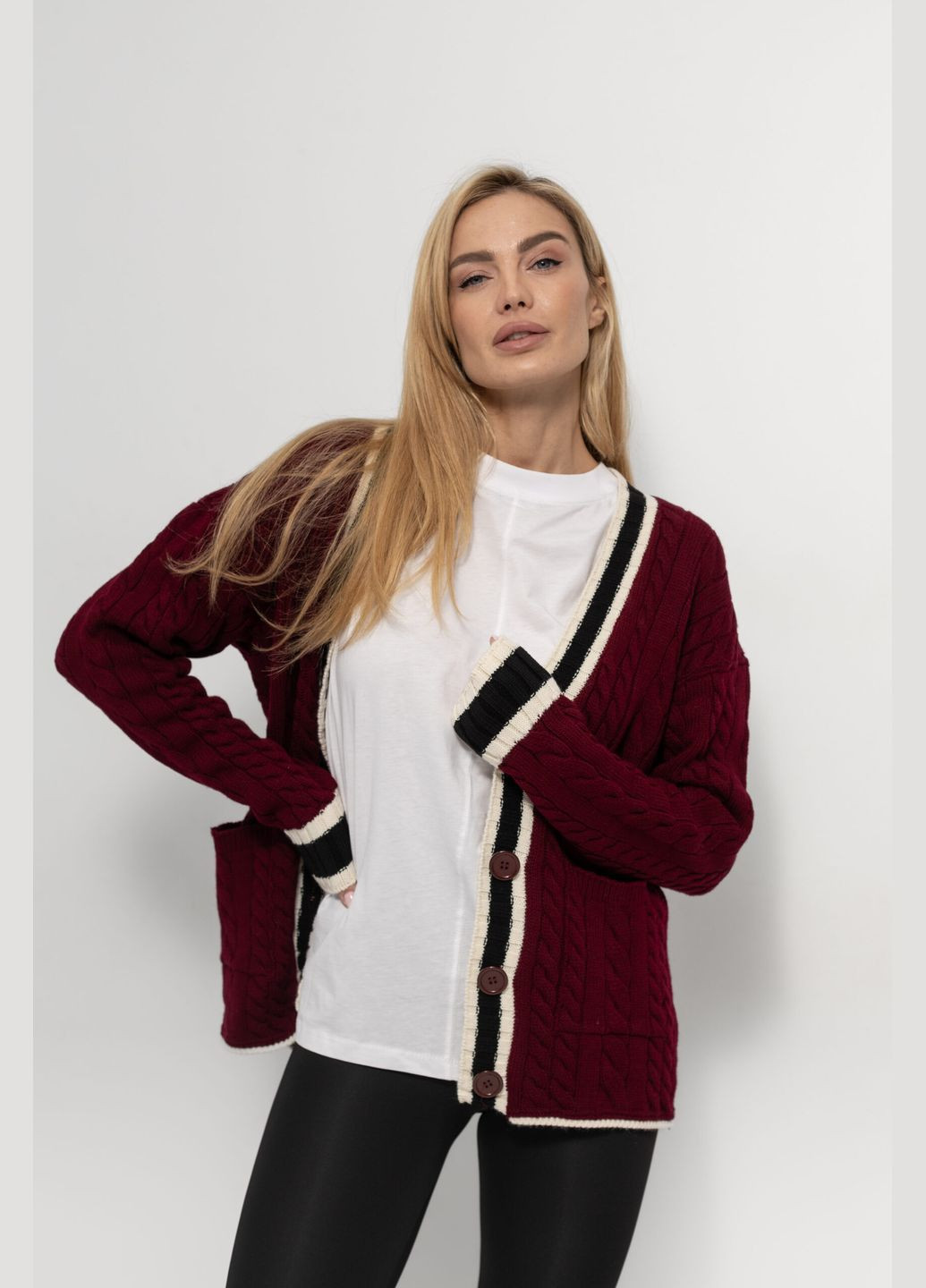 Бордовый зимний кардиган Lurex