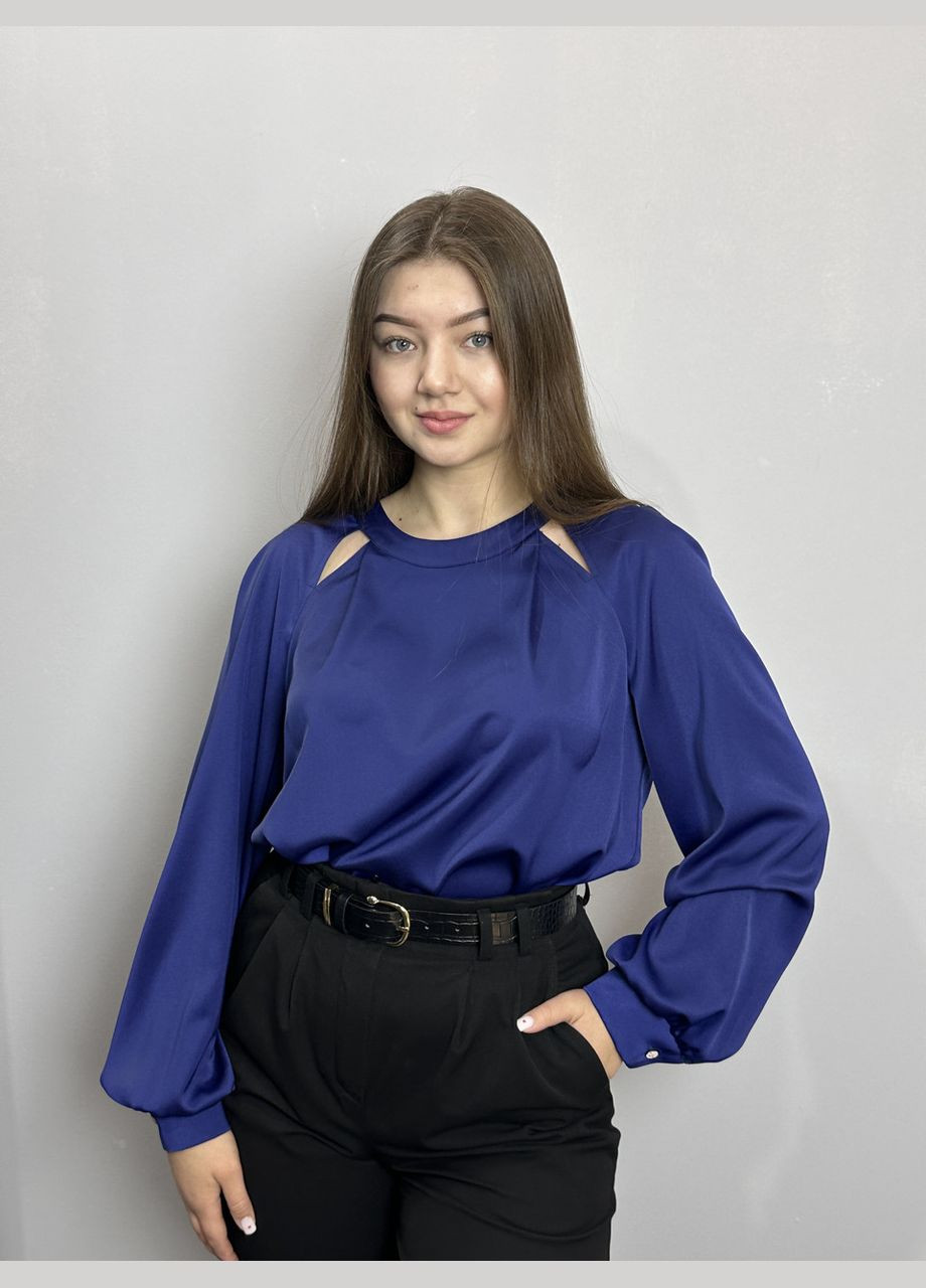 Синіти блуза жіноча дизайнерська синя однотонна mkjl30702 Modna KAZKA