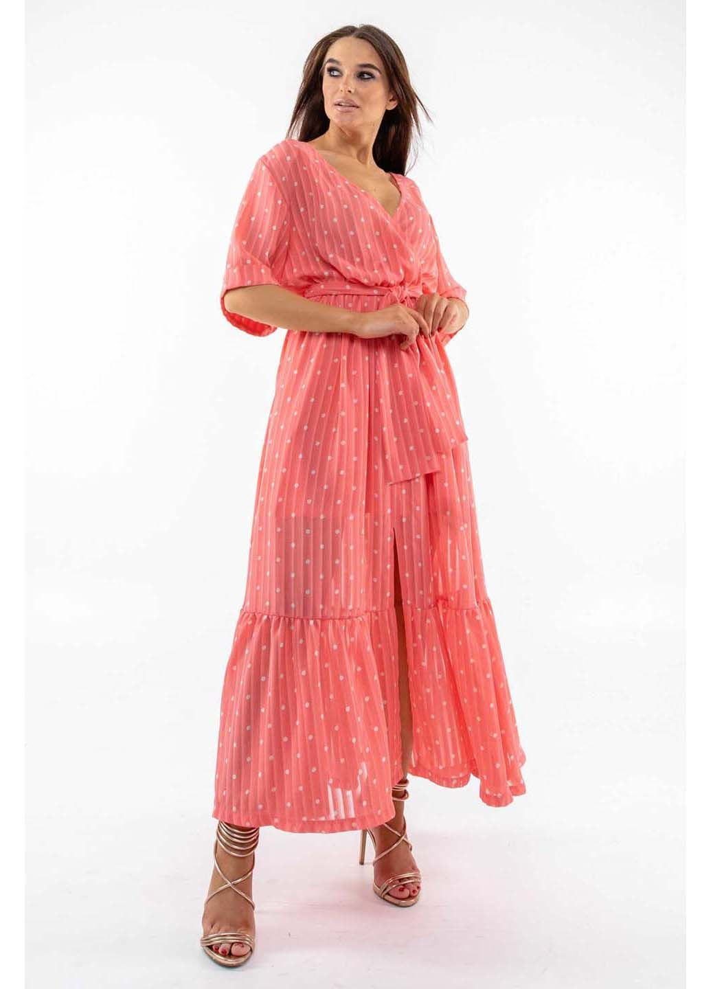 Коралова святковий сукня Ри Мари в горошок