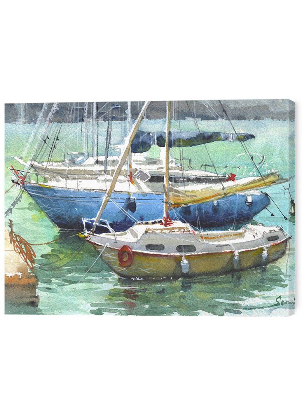 Картина на холсте Парусники среди волн - художественная картина морской жизни No Brand (324106387)