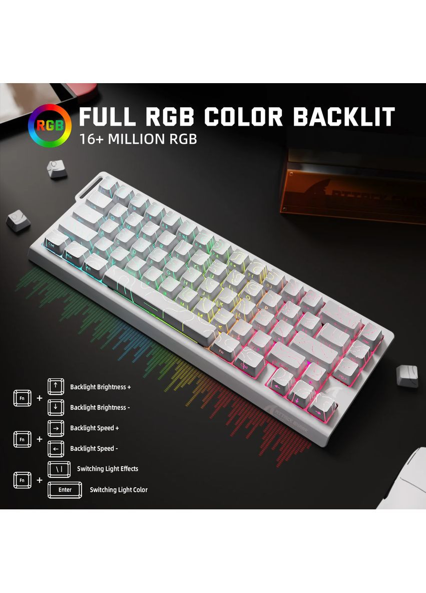 Беспроводная магнитная клавиатура X68PRO HE White, Bluetooth/2.4GHz Wireless/Type-C (Tri-mode) ATTACK SHARK (366089088)