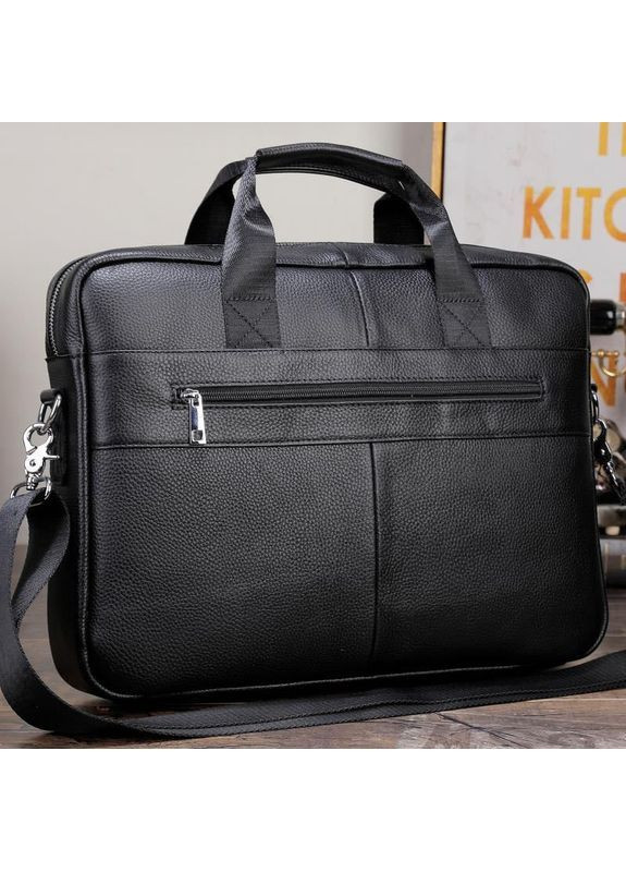 Шкіряна чоловіча сумка для ноутбука та документів Qvant 1000 - Чорна Tiding Сумки для ноутбуків (366889746)