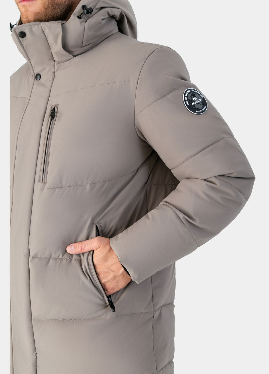 Бежева зимня куртка бежева з наповнювачем "біо пух" 3xl Avecs