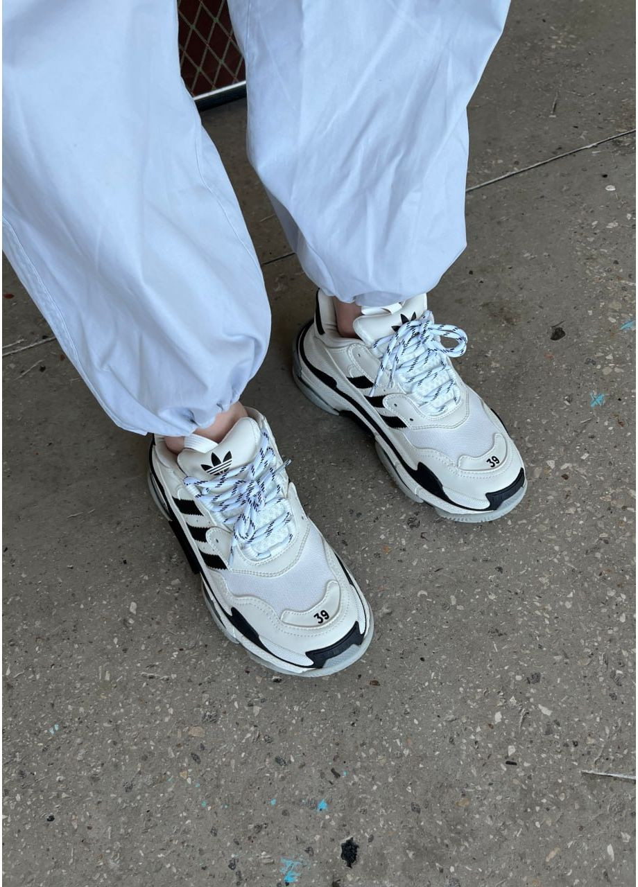 Чорні Осінні кросівки чоловічі adidas x balenciaga triple s white / black адідас No Brand
