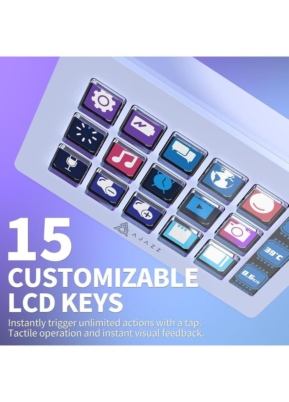 Программируемая LCD Клавиатура AKP153 White, Для стриминга, монтажа, управления медиа и макросов Ajazz (370202840)