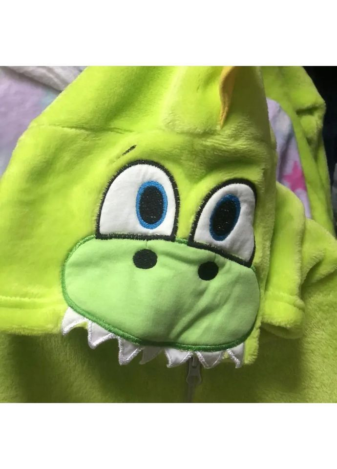 Детский махровый кигуруми для мальчика Динозавр зеленый с капюшоном No Brand (362604198)