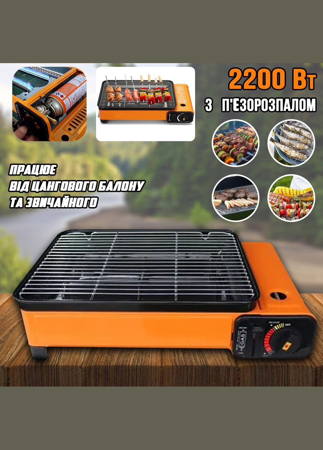 Плита газова в валізі гриль 2.2KW BDZ-290A Колір 3 (MER-15404_1119) XPRO (303912530)