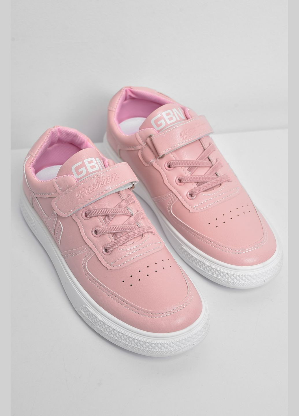 Рожеві осінні кросівки дитячі рожевого кольору на ліпучці та шнурівці Let's Shop