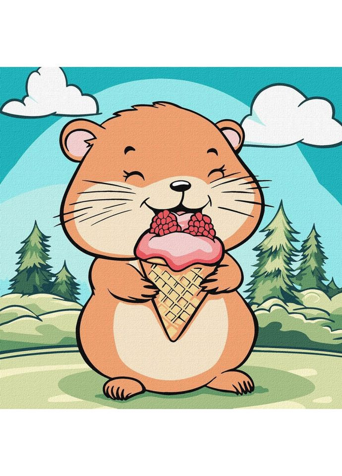 Картина за номерами "Літо. Хомячок з морозивом" ©art_selena_ua KHO1256, 25х25 см IDEYKA (361146899)