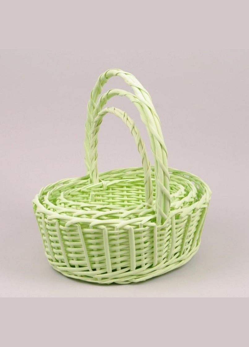 Комплект зелених кошиків з лози 3 шт. 45348 Flora (320664104)