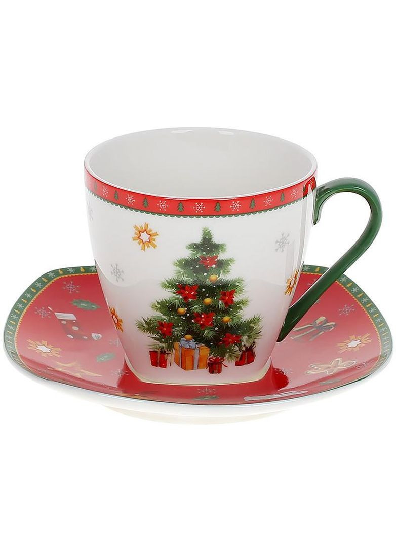 Чашка з блюдцем "З Різдвом" 220мл, порцелянова Bona (365248124)
