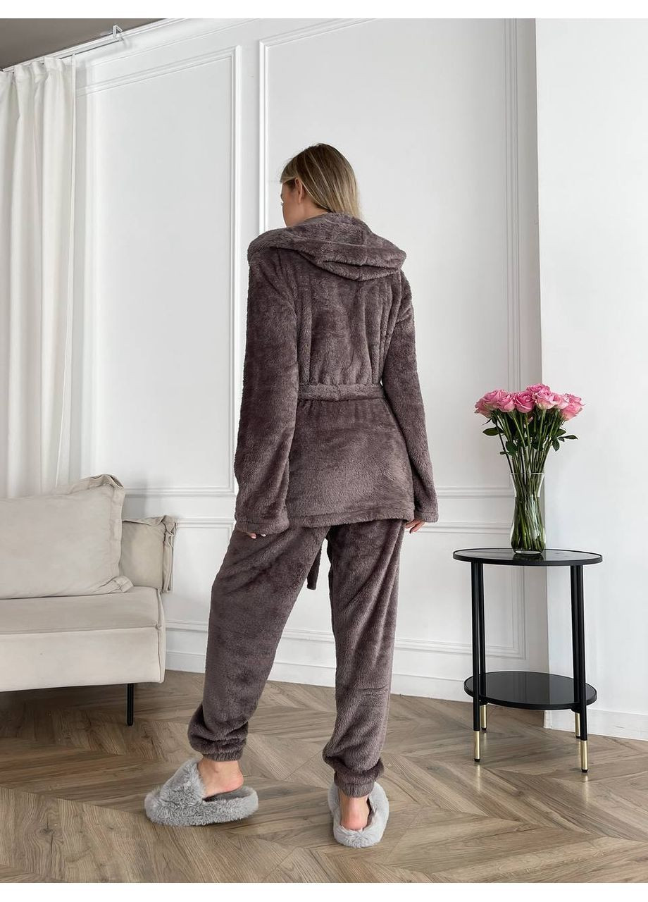 Домашний костюм тройка махра двусторонняя, топ, халат и штаны Україна (364814421)