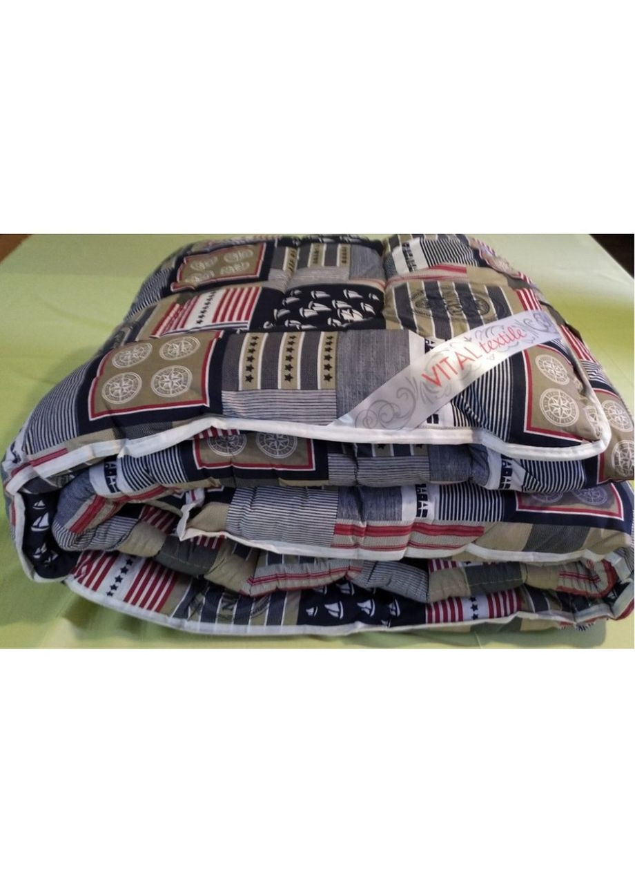 Ковдра євро Штучна шерсть VITAL-TEXTIL сірі смуги та квадрати бязь Gold Vital-Textile (317753521)